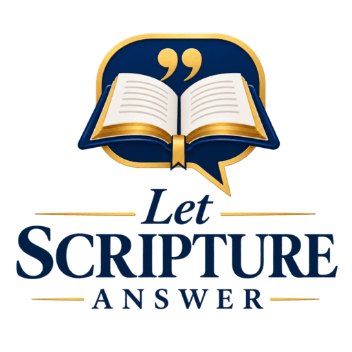 Let Scripture Answer — an open Bible inside a speech bubble